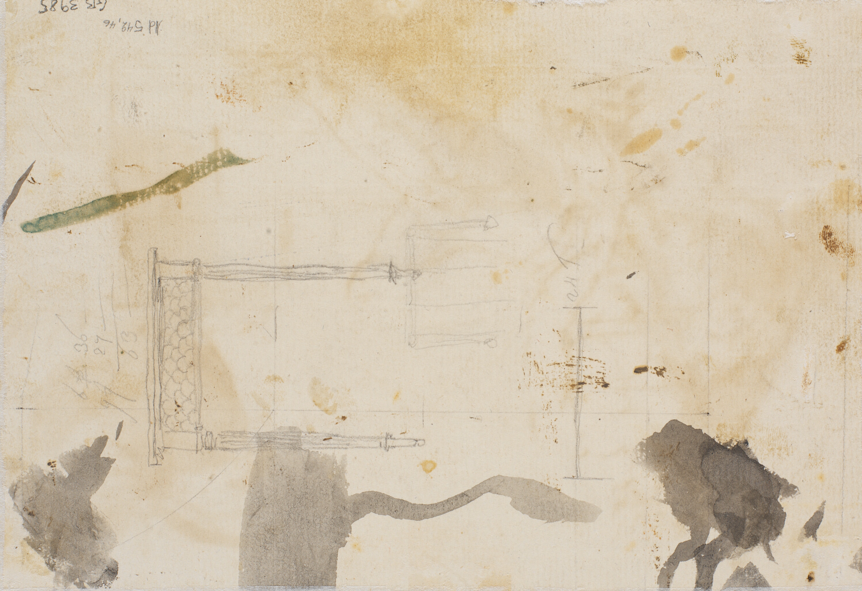 Udkast til bord, samt forskellige farvepletter